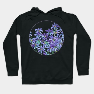 Purple Daisies in Watercolor & Colored Pencil Hoodie